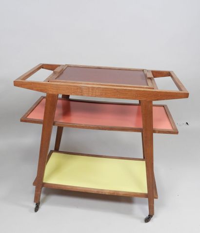 Roger GONIN (XXe).
Desserte roulante en bois...