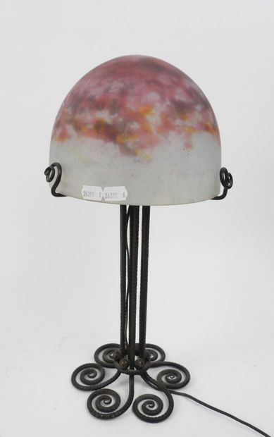 DAUM, NANCY, France. 
Mushroom-shaped lamp...