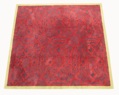 Grand tapis rectangulaire en laine nouée...