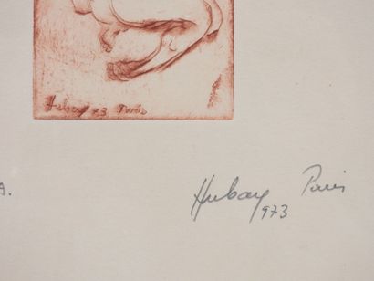 Paul HUBAY (1930-1994).
Le couple.
Gravure...