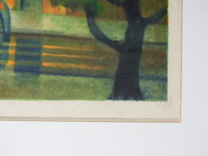Louis TOFFOLI (1907-1999).
Maison asiatique.
Lithographie...