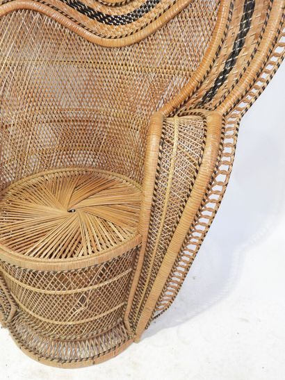 Fauteuil en rotin teinté et cannage dit 