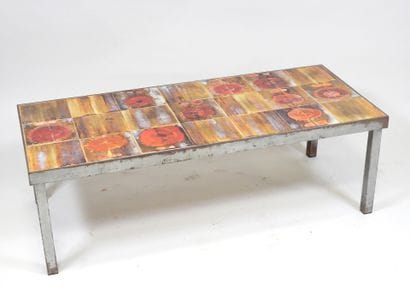 Table basse rectangulaire en métal laqué...
