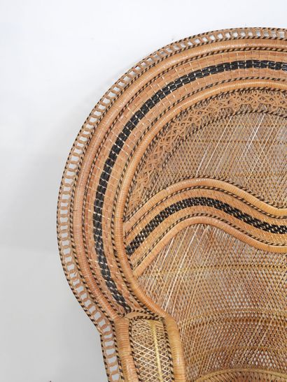 Fauteuil en rotin teinté et cannage dit 
