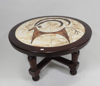 Table basse circulaire en bois, piètement...
