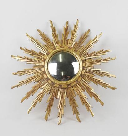 Miroir sorcière en forme de soleil en bois...