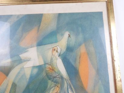 Jean-Baptiste VALADIÉ (1933).
Femme aux oiseaux.
Lithographie...