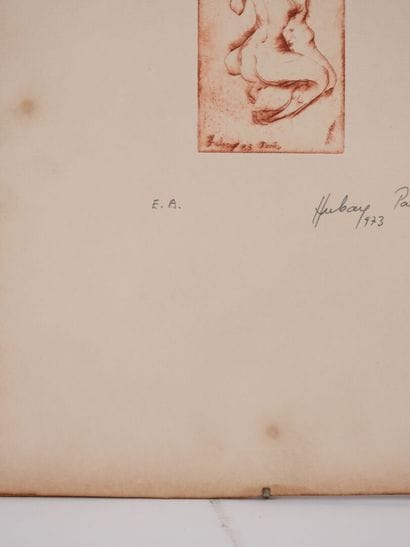 Paul HUBAY (1930-1994).
Le couple.
Gravure...