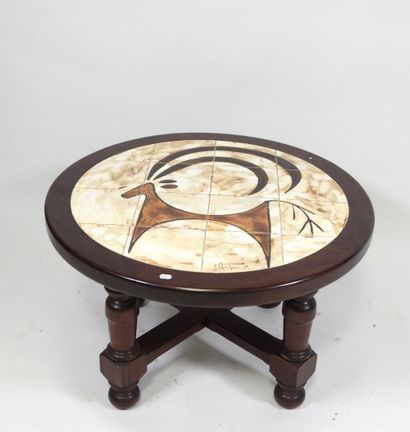 Table basse circulaire en bois, piètement...