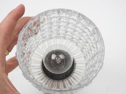 Petite lampe en teck et abat-jour circulaire...