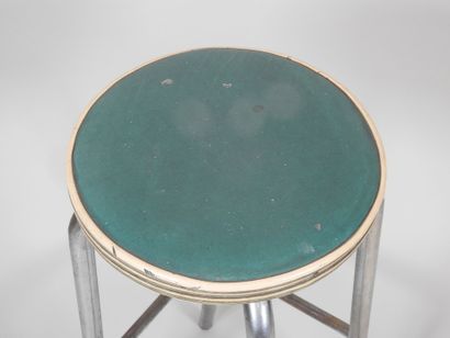 Tabouret haut industriel en métal chromé...