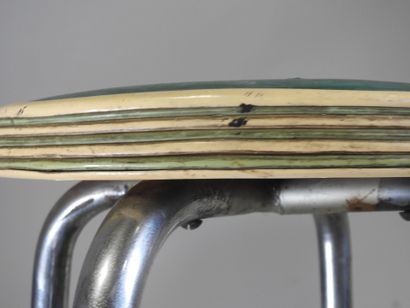 Tabouret haut industriel en métal chromé...