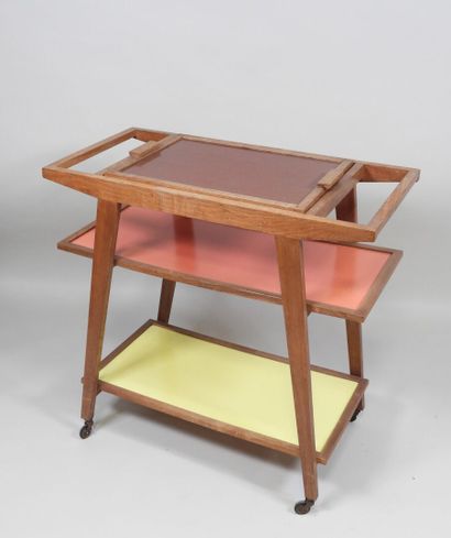 Roger GONIN (XXe).
Desserte roulante en bois...