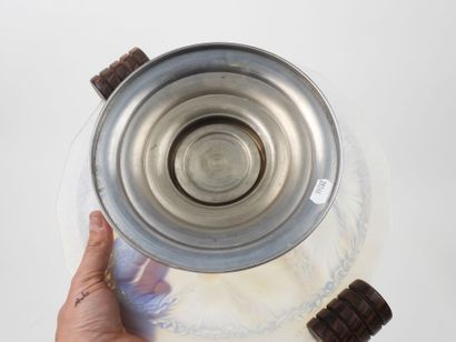 Circular, beveled-edged bowl made of milky...
