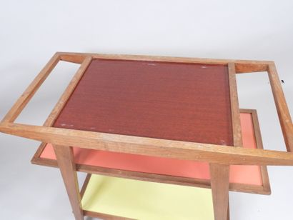 Roger GONIN (XXe).
Desserte roulante en bois...