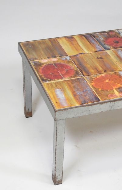 Table basse rectangulaire en métal laqué...