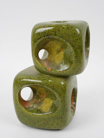 Vase soliflore en céramique émaillée verte...