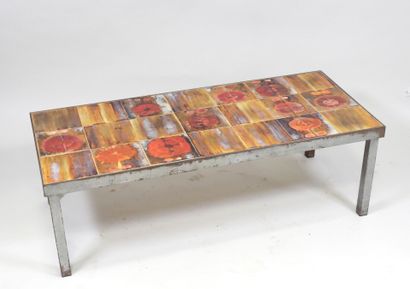 Table basse rectangulaire en métal laqué...