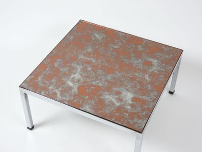 Table basse carrée à structure chromée de...