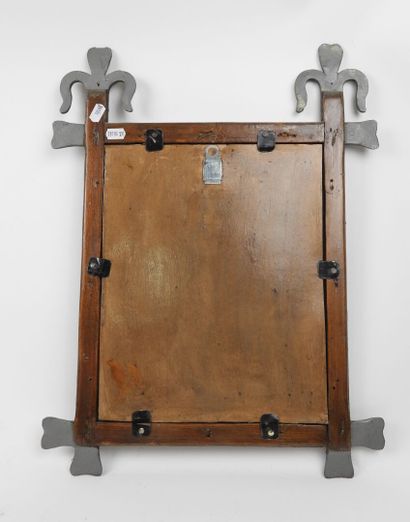 Miroir rectangulaire en fer forgé à décor...