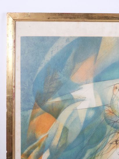 Jean-Baptiste VALADIÉ (1933).
Femme aux oiseaux.
Lithographie...