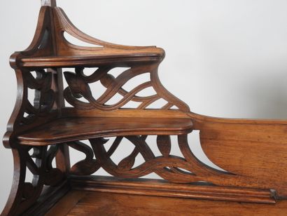 Bureau en bois et marqueterie de bois exotique,...