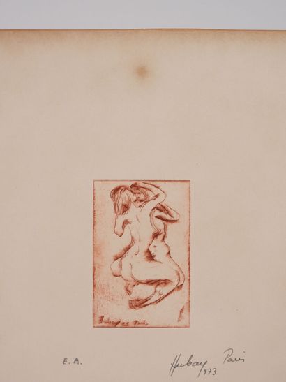 Paul HUBAY (1930-1994).
Le couple.
Gravure...