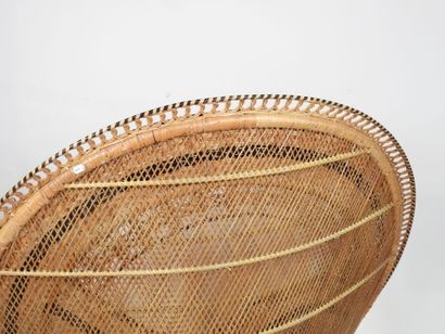 Fauteuil en rotin teinté et cannage dit 