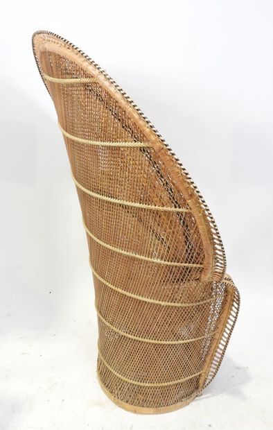 Fauteuil en rotin teinté et cannage dit 