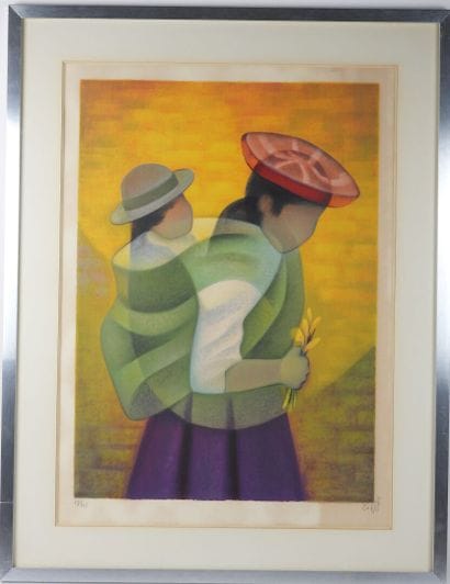 Louis TOFFOLI (1907-1999).
Femme et enfant.
Lithographie...
