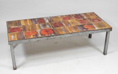 Table basse rectangulaire en métal laqué...