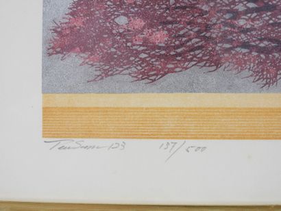 Hajime NAMIKI (1947). 
L'arbre rouge.
Lithographie,...