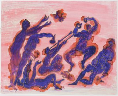 André VILDGRAIN (20th century).
Bacchanal.
Gouache,...