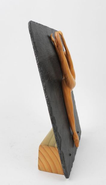 Claude DAVID (XXe).
Envol.
Sculpture en bois...