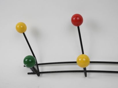 Porte-manteau en fer forgé laqué noir, à...