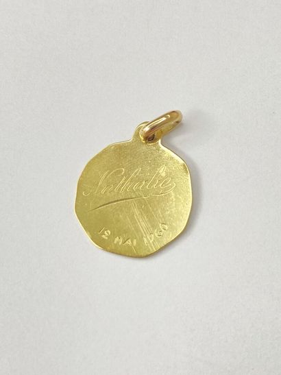 Médaille religieuse or avec inscription au...