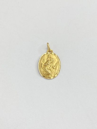 Médaille St Christophe or avec inscription...