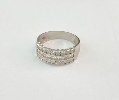 White gold ring with gemstones**, size 56...