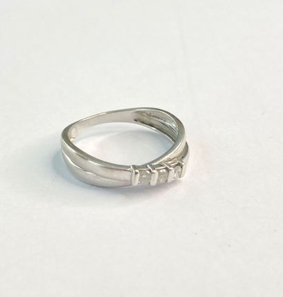 Bague or gris diamants dgt 54 2,57 gr