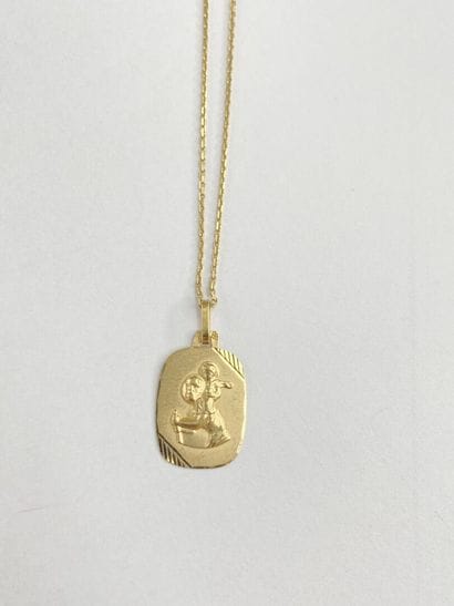 Cuff chain necklace with St. Christopher...