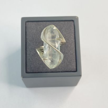 Bague or gris pierre** blanche ovale dgt...