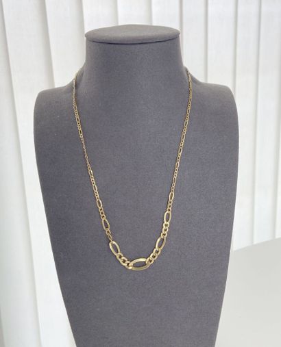Alternating-link gold necklace, 44 cm long,...