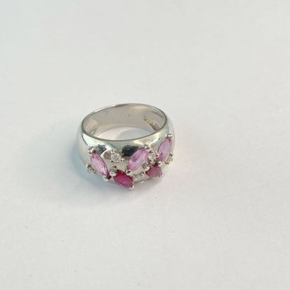 Bague or gris pierres** roses dgt 54 C 7,81...