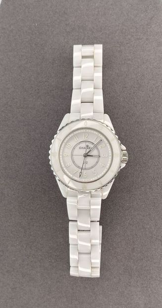 CHANEL J.12 Model, white ceramic, 33 cm diameter....