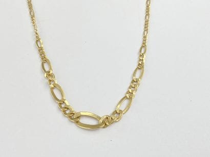 Alternating-link gold necklace, 44 cm long,...