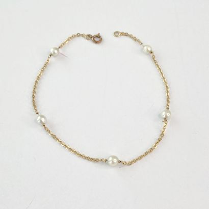 Gourmette or perles** 21 cm C 2,69 gr