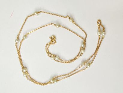Collier or et perles 70 cm AC 7,87 gr