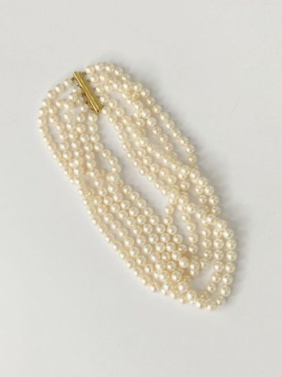 Tour de cou perles* 5 rangs, attache or
