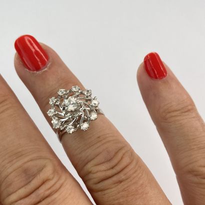 White gold tourbillon ring with gemstones**,...
