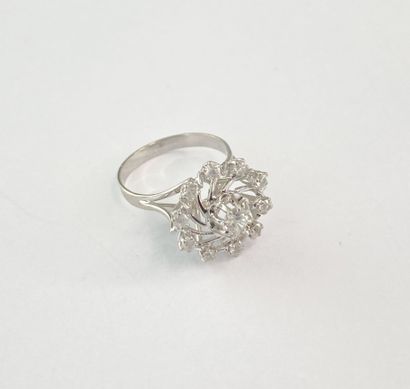 White gold tourbillon ring with gemstones**,...